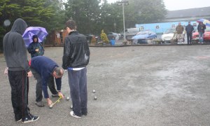 Playing in the rain for the third place in the Pascal's Crepe Competition